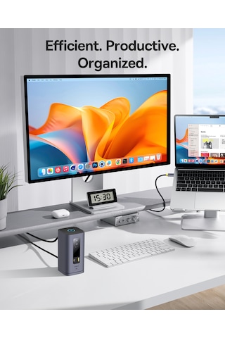 Baseus Docking Station Spacemate Serisi 11'i 1 Arada Yerleştirme İstasyonu, 3 Monitör, 2 X Hdmı 1 X Dp 4k 60hz, 3 X Usb-a/c 10 Gbps, 1 Gbps Ethernet, 100 W Pd