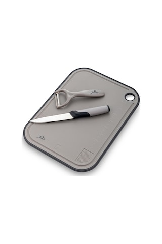 Jumbo Smart Grey Kesme Tahtası Seti Bıçak + Soyacak + Kesme Tahtası Grey