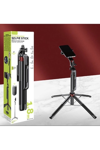 Bluetooth Kumandalı Go Pro Tripod Selfie Çubuğu 360 Pan Kolu 180cm Güçlü Alüminyum