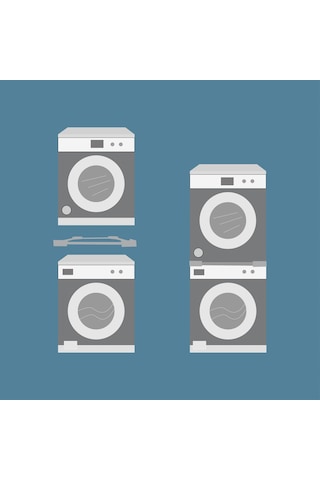 Çamaşır Yıkama Makinesi Ve Kurutma Kemerli Birleştirme Aparatı Montaj Kiti Gri - Inox Modeller İle Uyum