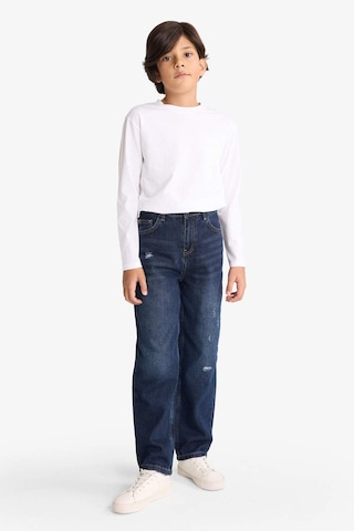Defacto Erkek Çocuk Loose Fit Yırtık Detaylı Düz Paça Jean Pantolon G3069a825wnnm34 Mavi