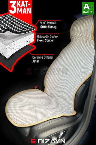 S-dizayn Oto Koltuk Koruyucu Kılıf Krem Universal 2+1 Parça Ön Arka A+ Kalite