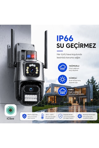 Ultratekno Ic-d9 8mp Çift Lens Ptz Akıllı Wifi Güvenlik Kamerası