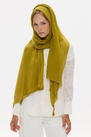 Fenza Scarf Freya Müslin Püsküllü Bürümcük Pamuklu Şal Yağ Yeşil