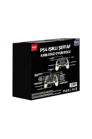 Bood Ps4 Işıklı Şeffaf Kablosuz Oyun Kolu