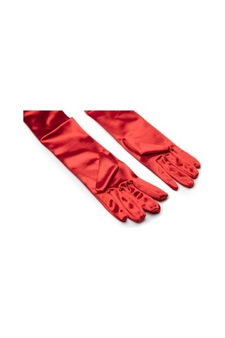 Uzun Boy Parlak Esnek Likralı Eldiven 40 Cm - 1 Çift - Kırmızı Çok Renkli