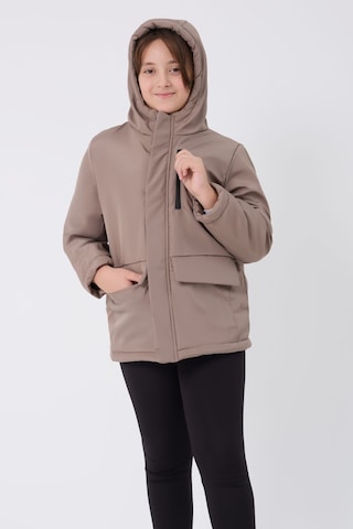 Kız Çocuk Vizon Içi Kürklü Su Ve Rüzgar Geçirmez Kapüşonlu 3 Cep Kışlık Mont & Kaban & Parka Vizon