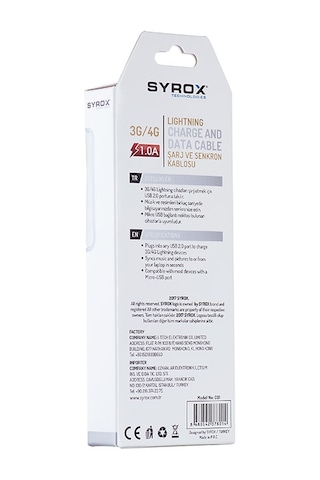 Syrox Apple Uyumlu iPhone  4/4S Data Kablo - Syx-C01
