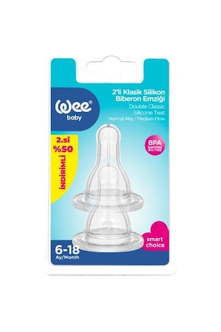 Wee Baby Silikon Biberon Emziği Normal Akış No :2 2'li Wee Baby Silikon Biberon Emziği Normal Akış No :2 2'li