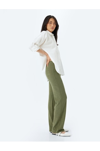 Koton Standart Bel Dokulu Bol Paça Pantolon Haki 5wak40104ek Haki
