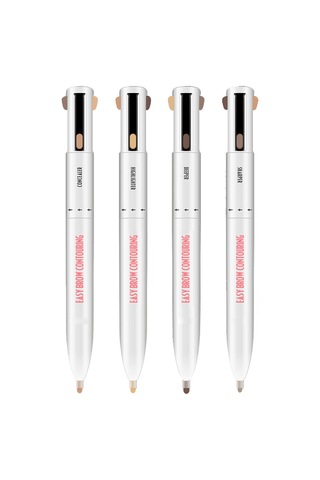 Gajeena 4 Renkli Döner Kalemli Kaş Kalemi - 02 Orta Ton, Plastik Gövde, Pratik Kullanım