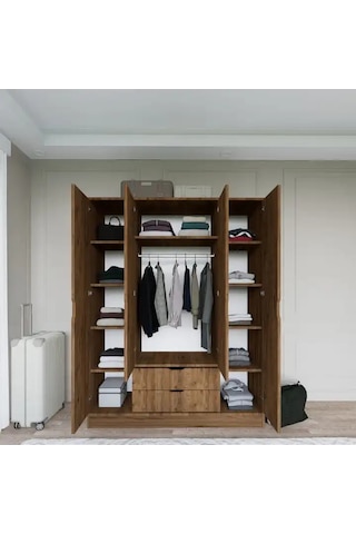 Atlas 4 Kapılı 2 Çekmeceli Gardırop Atlantik Çam