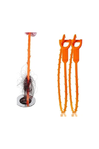 Folinda Ev Boruları İçin Kuru Temizleme Aleti, 51 Cm Esnek Plastik, 2 Adet Turuncu Tüp Tıkanıklık Çözücü Portakal