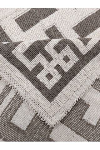 Pamuklu Bukle Lüks Kilim 140x200 -labirent Kreme Kahve Krem