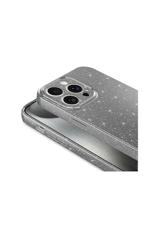 Apple Uyumlu iPhone 15 Pro Kılıf Kamera Korumalı Simli Lüks Koton Kapak