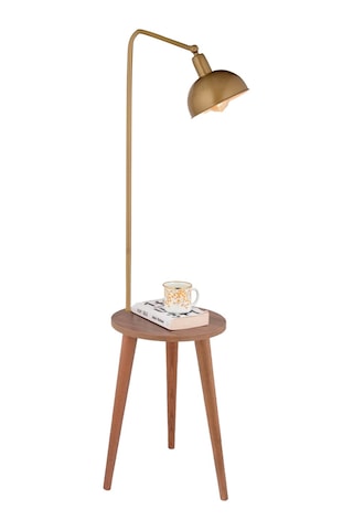 Magic Eskitme Başlıklı Ahşap Sehpalı Modern Ayaklı Abajur Lamba Ahşap Lambader