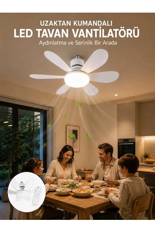 Ayarlanabilir Parlaklık Özellikli Led Tavan Vantilatörü Süper Sessiz Motor Teknolojisi Ve Güçlü Hava Akışı