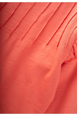 Cigit - Nervür Detaylı T-shırt 3-10 Yaş Mercan Mercan