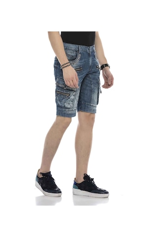 Ck203 Kargo Cepli Fermuarlı Rahat Kesim Kot Kapri Mavi