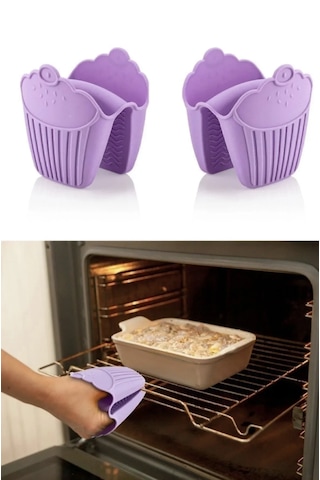 Mini Cupkek Desenli Silikon Fırın Tutacağı 1 Adet Çok Renkli