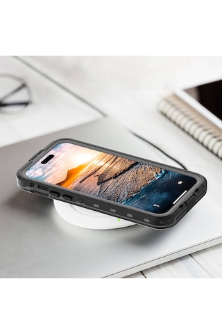 Apple Uyumlu iPhone 15 Plus Kılıf 1-1 Su Geçirmez Kılıf Siyah