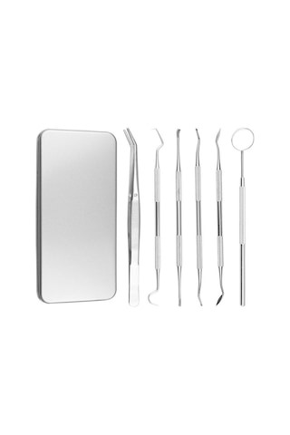 Valkyrie 6 Adet Metal Kutulu Paslanmaz Çelik Diş Tartar Dil Temizleme Dental Ağız Bakım Seti