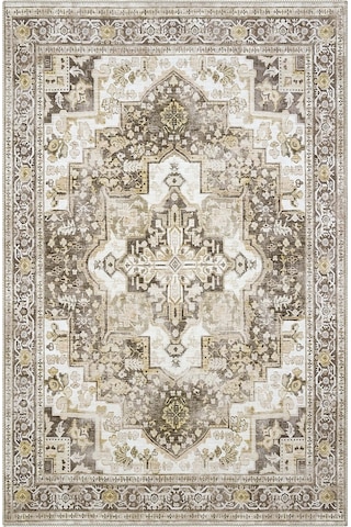 Cool Halı Beylerbeyi By 803 Krem Etnik Vintage Halı Oda Salon Halısı Yıkanabilir Eskitme Şönil Halı