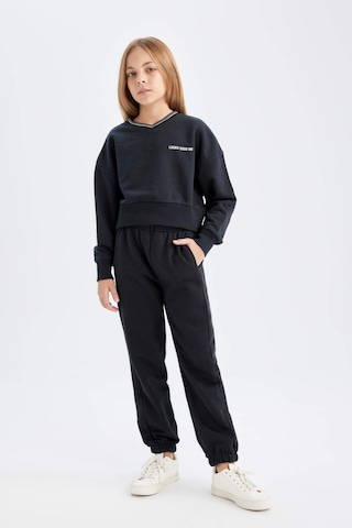 Defacto Kız Çocuk 2'li Takım Baskılı Bisiklet Yaka Sweatshirt Beli Lastikli Jogger Eşofman Altı D4054A824WNBK26 Siyah