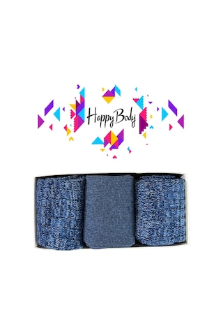 Happy Body ART.37268 Kadın 3 Çift Kalın Ribanalı Bot Çorap Çok Renkli