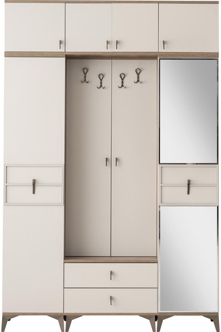 Ay Işığı Asklıklı Çekmeceli Ayakkabılık Portmanto 160x40x204cm Ceviz