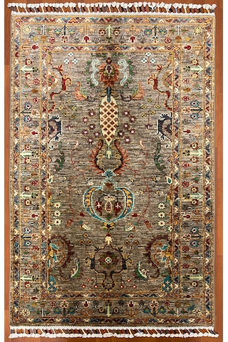 El Dokuma Afgan Halı Sultanı Model 100% Yün Kök Boya Kahve