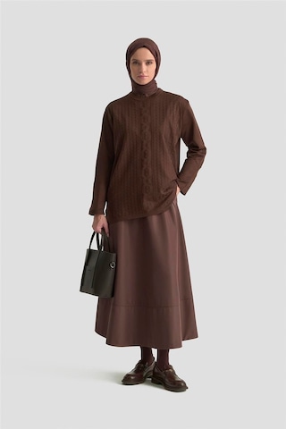 Armine Örgü Desenli Kazak 25kd7004 Kahverengi Kahverengi