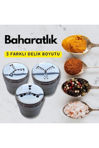 Multi Serpici Baharatlık 3 Farklı Delik Boyutu Çok Renkli