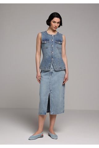 Colin's Colins Regular Fit Düz Fermuarlı Kadın Light İndigo Denim Etek Cl1081417 Q1.v1 Dn45065 Mavi