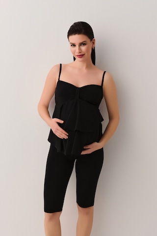 Suwen Volanlı Straplez Tankini Üst Sbn25720012 Siyah