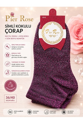 Pier Rose Simli Kadın Çorap Kokulu Parlak Soket Çorap 6 'lı Paket Fuşya