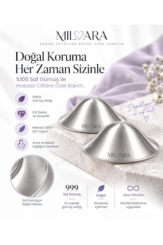Milvara 999 Ayar Saf Gümüş Göğüs Ucu Kapağı