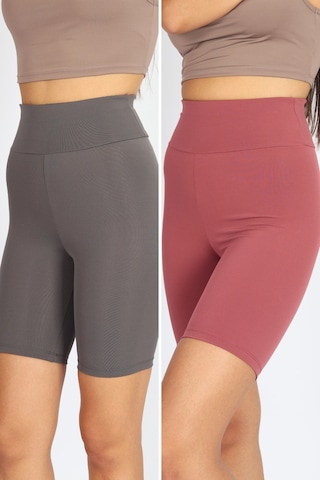 Soft&Basic Kadın 2'li Bıker Toparlayıcı Esnek Kısa Spor Tayt Antrasit-rose