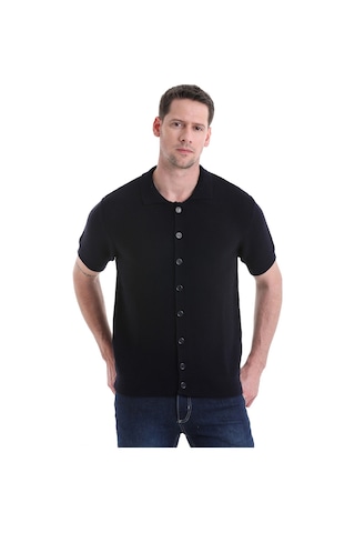 Hatemoğlu Regular Fit Düz Düğmeli Kısa Kollu Triko Hırka 34162024c001 005 - Lacivert
