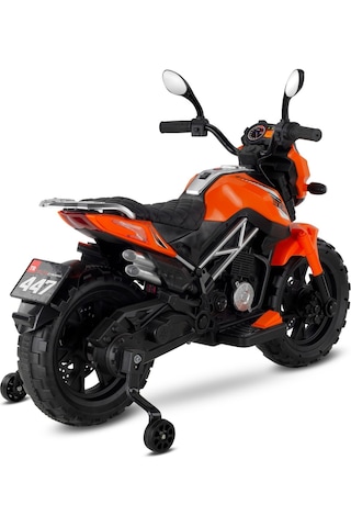 447 Motocross Akülü Motorsiklet 12v Turuncu Turuncu