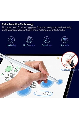 iPad A2696 10.nesil Uyumlu Avuç İçi Reddetmeli Eğim Hassasiyetli Dokunmatik Yazı Kalemi