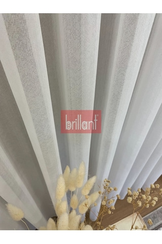 Tül Perde Brillant Ağır Gramajlı Ekru Keten Efektli