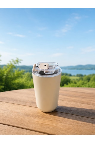 50's Style Wall Mug Termos Bardak 360ml Krem