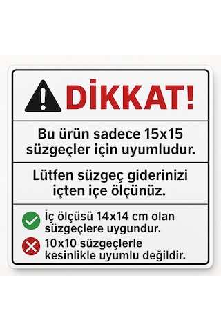 15x15 Uyumlu 14x14 Krom Süzgeç Izgarası Paslanmaz Çelik, Dayanı