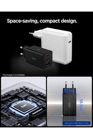 67w Usb-c + Usb-a 3 Port Hızlı Şarj Aleti Pps 3.0 Desteği Isı Düşüren Gan Pro Destekli Akım Korumalı Güç Adaptörü & & Apple iPad Uyumlu, & Apple MacBook Uyumlu, Type-c - Ach09458