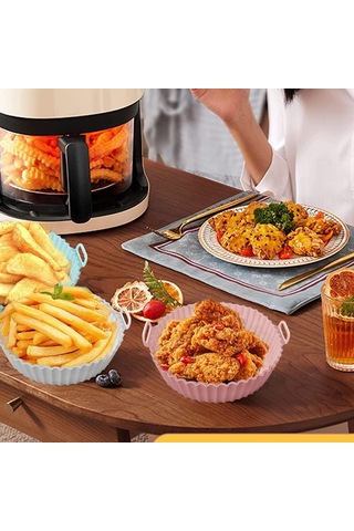 Petinka Renkli Isıya Dayanıklı Yıkanılabilir Silikon Fırın Ve Airfryer Yuvarlak Pişirme Matı 20 Cm Açık Gri