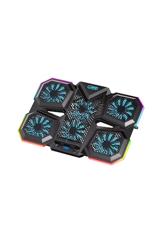 Coofbe 6 Fanlı 12 Rgb Işık Modlu Kademe Standlı Lcd Göstergeli Notebook Soğutucu Laptop Standı Soğutucu
