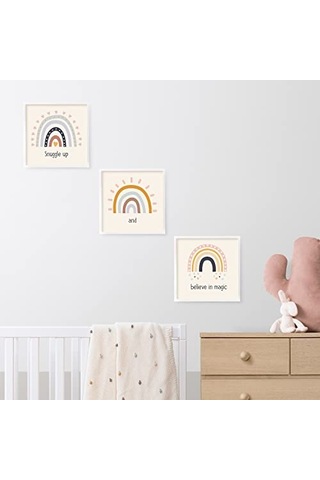 Odasına Özel Minimal Gökkuşağı Tasarımlı Çerçeve - 20x20 Cm Yeniden Kullanılabilir Yapışkanlı