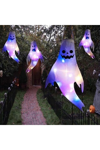 Cadılar Bayramı Partisi Ev Dekorasyonu Dış Mekan Aydınlatma Asılı Yaratıcı Led Cadılar Bayramı Süsleri Işıklı Hayalet Asılı Işık Aksesuarları S10 S Lambalı Çok Renkli