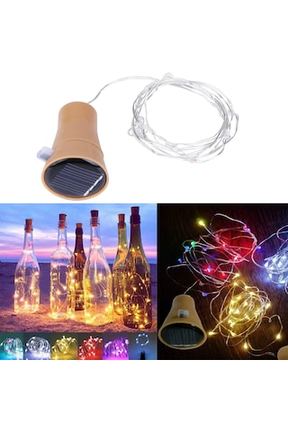 Güneş Enerjili 2 Metre Cam Şişe Aydınlatma Led Işık - Renkli Dekoratif Şişe Lambası RGB